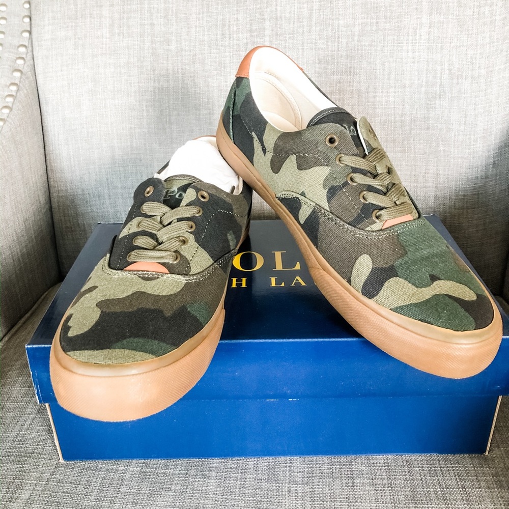 NIB Polo Ralph Lauren Thornton Camo Canvas Sneaker - Picture 3 of 8